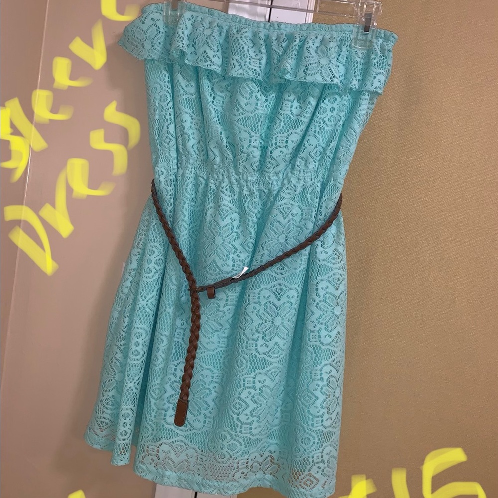 Teal Sleeveless Dress with belt